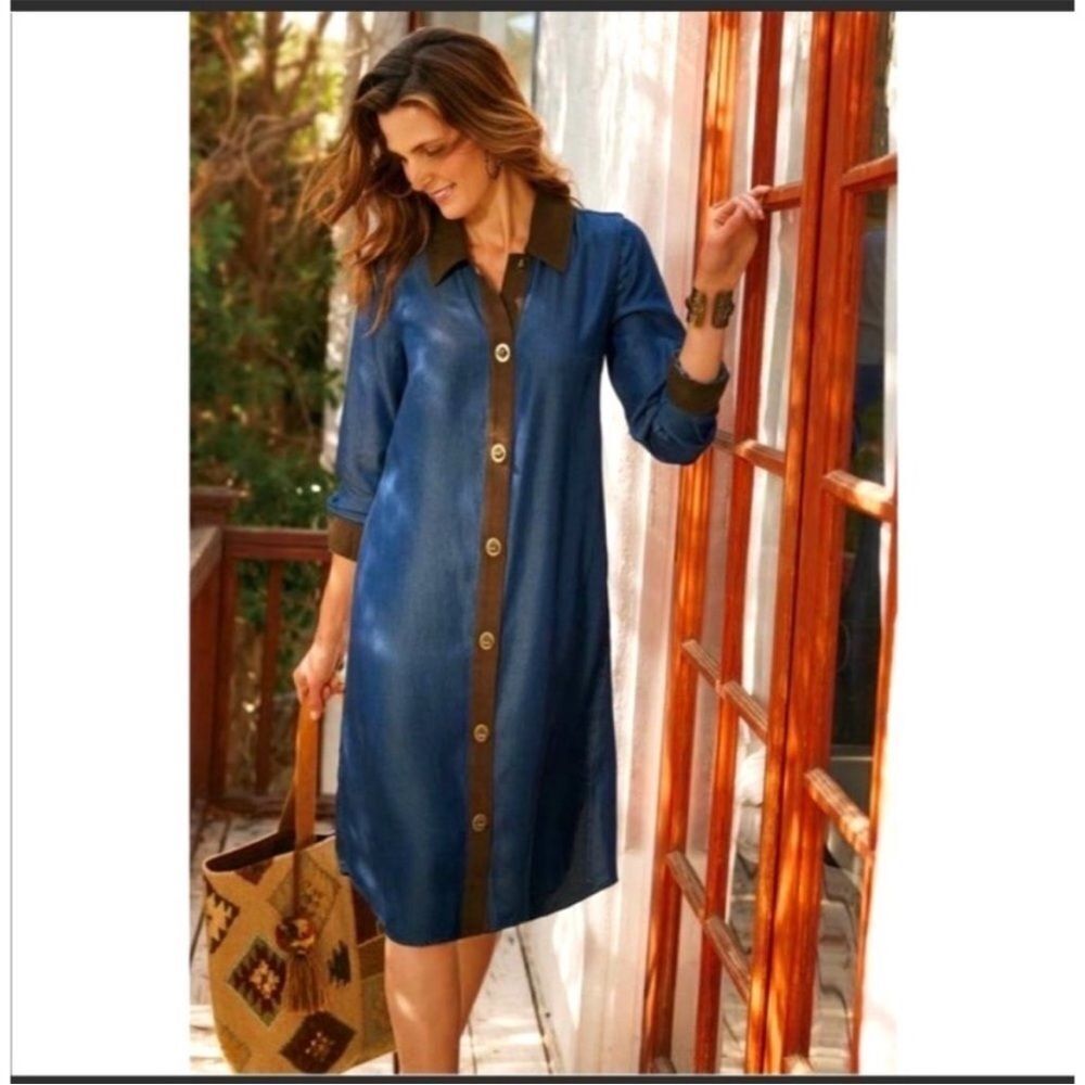 NWT Soft Surroundings Denim Icon Urbina Dress Size XL